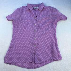 BHS Women's Purple Geometric Print Short Sleeve Button Down Shirt Size 10